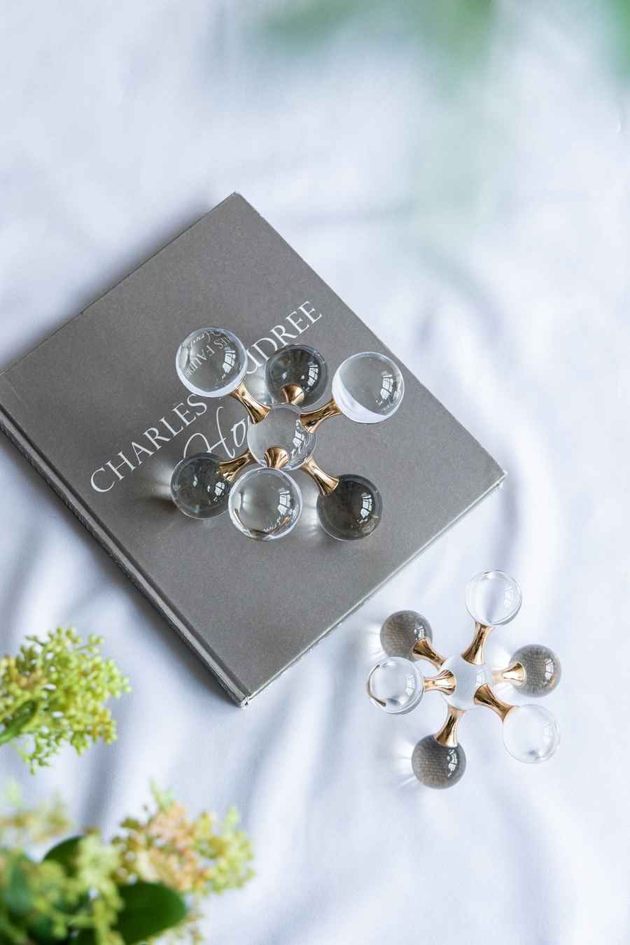 Pair of earrings on a Charles & Dave box with a blurred natural background
