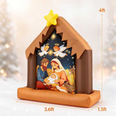 Inflatable nativity scene dimensions: 4 ft tall, 3.6 ft wide, 1.3 ft deep