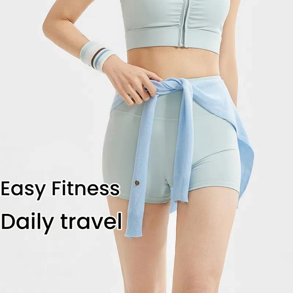 Sky blue Yoga Shorts Tummy Control - High Waist styled for easy fitness and daily travel, featuring soft, stretchable fabric.