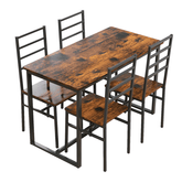 5 Piece Metal and Wood Modern Dining Table Furniture Set