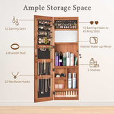 Jewelry Armoire with mirror, earring slots, and necklace hooks