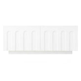 Single unit from Modern TV Stand and Coffee Table Set in white, highlighting arched panel design and minimalist aesthetic.