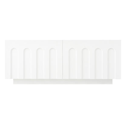 Single unit from Modern TV Stand and Coffee Table Set in white, highlighting arched panel design and minimalist aesthetic.