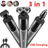USB Rechargeable 3-In-1 Men's Professional Multi-function Cheek Beard Trimmer Men Nose Hair Cutting Barber Shaver Machine Default Title