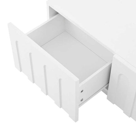 Close-up of single drawer from Modern TV Stand and Coffee Table Set, showing smooth interior and sturdy construction.