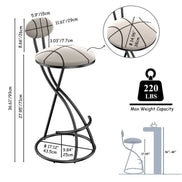 Upholstered Bar Stools Set of 2 Striped Counter Height Barstools Modern Velvet Dining Chairs for Kitchen Island, Living Room (Black & Stripe)
