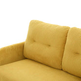 Yellow corduroy sofa on a white background