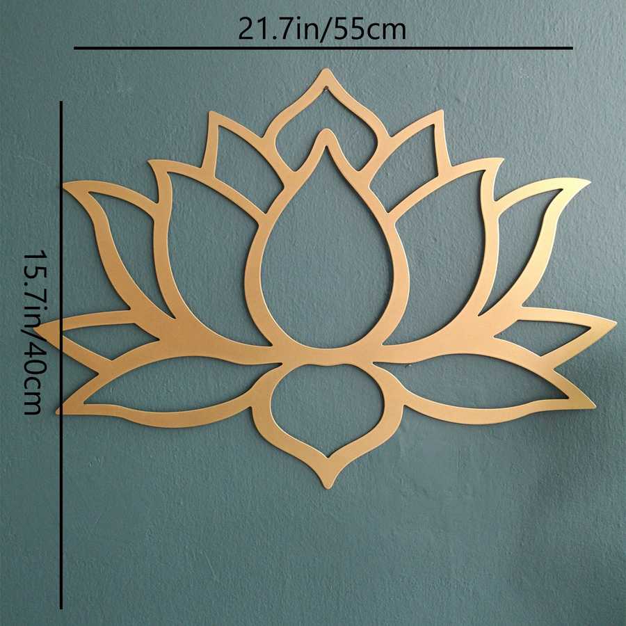 Decorative lotus metal wall art with dimensions for home decor