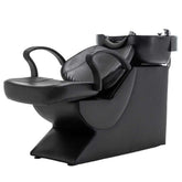 Black salon shampoo chair with deep ABS sink