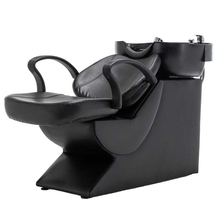 Black salon shampoo chair with deep ABS sink