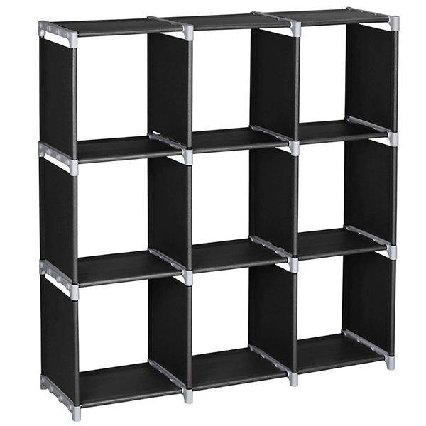 mlnshops 9 Compartments Storage Rack Black Shelf