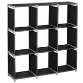 mlnshops 9 Compartments Storage Rack Black Shelf