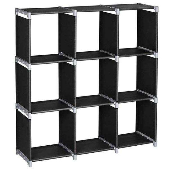 mlnshops 9 Compartments Storage Rack Black Shelf