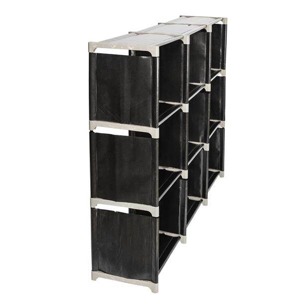 mlnshops 9 Compartments Storage Rack Black Shelf