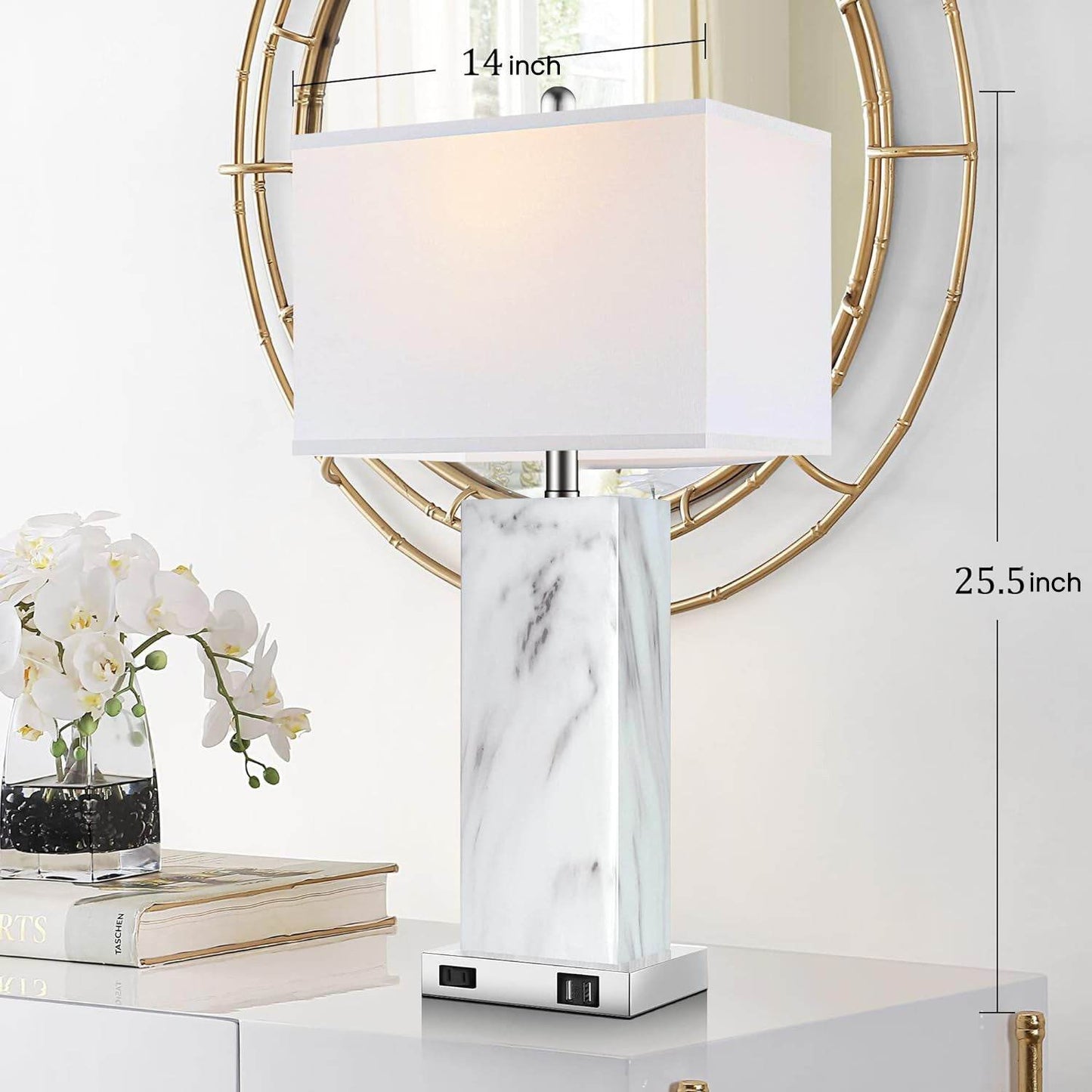 Modern Touch Control Table Lamps Set with USB Port