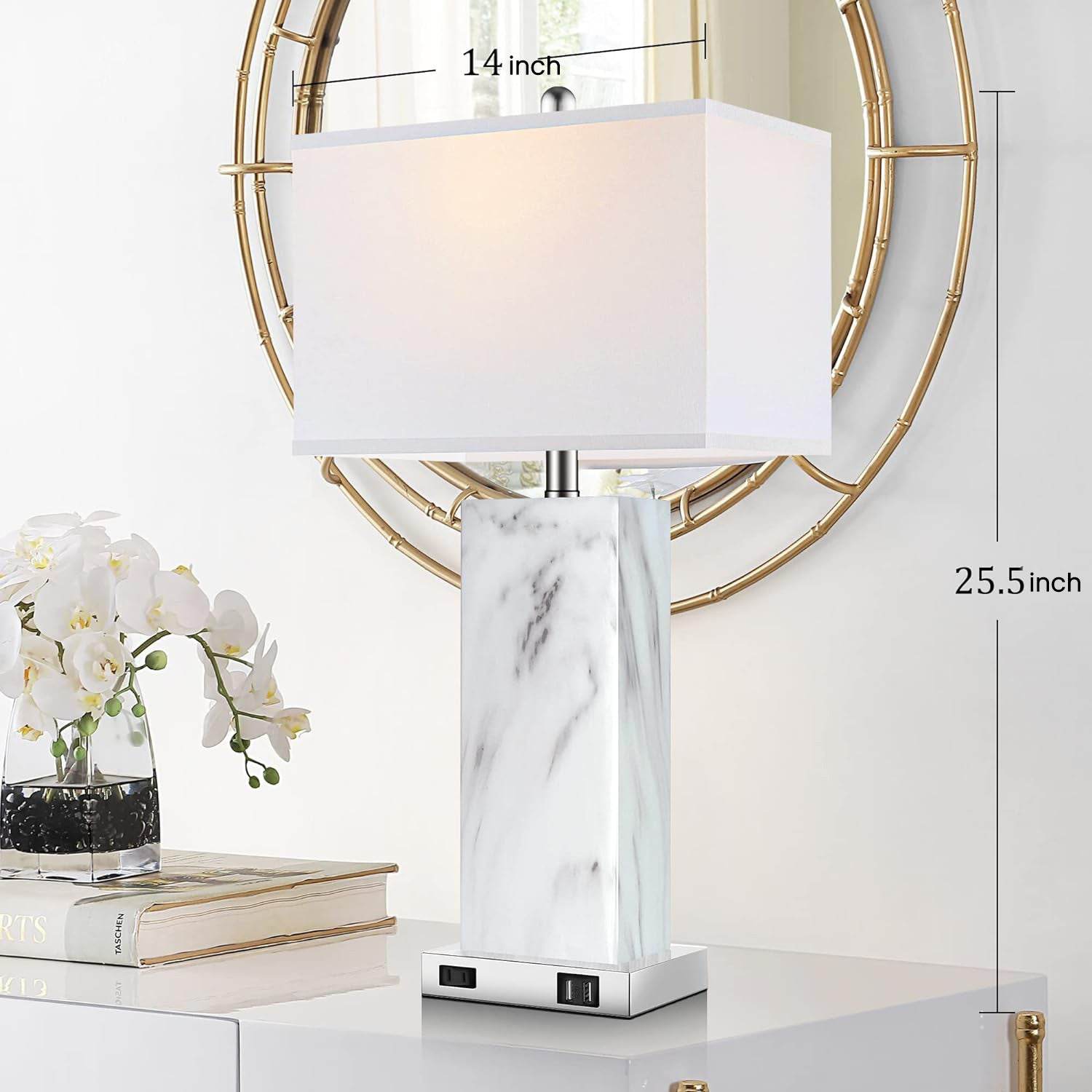 Modern Touch Control Table Lamps Set with USB Port