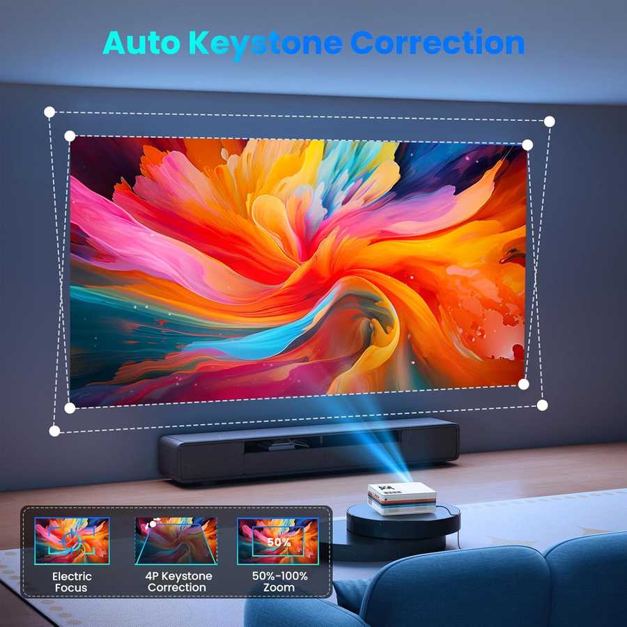 Auto keystone correction for perfect image alignment