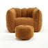 Brown armchair and ottoman set on a white background