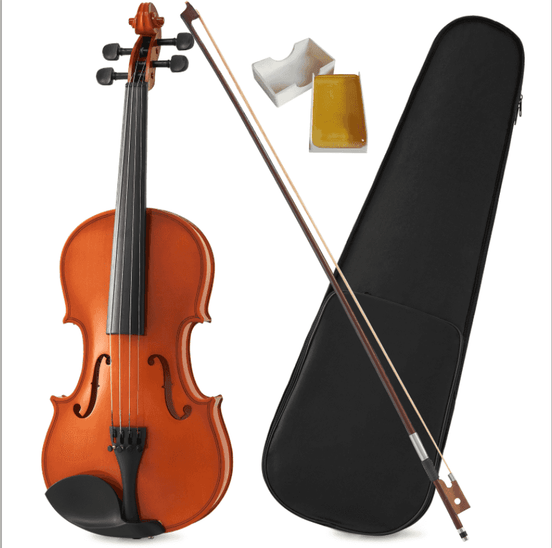 Full size violin with bow, case, and accessories for beginners and professionals