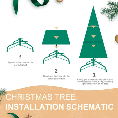 5FT Christmas Tree with 756 PE+PVC Tips – Full-Bodied Holiday Tree with Hinged Branches, Easy Assembly, Stable Metal Stand, Classic Green Xmas Decoration