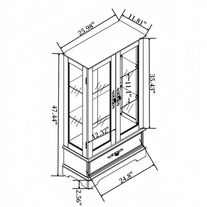 MLNshops black lighted curio cabinet with glass doors
