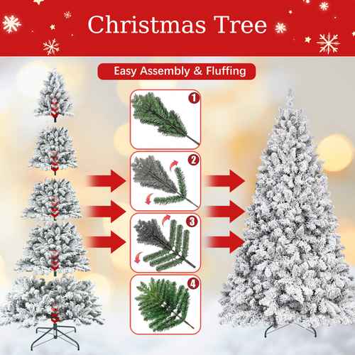Flocked Christmas tree with pine cones size comparison chart