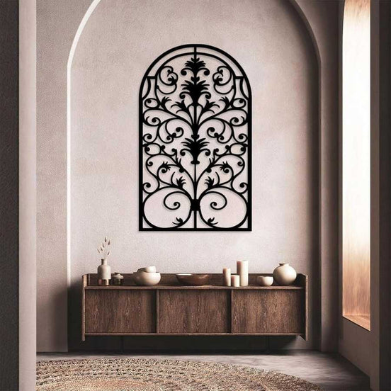 Gothic arch wall art with antique window frame design for home decor