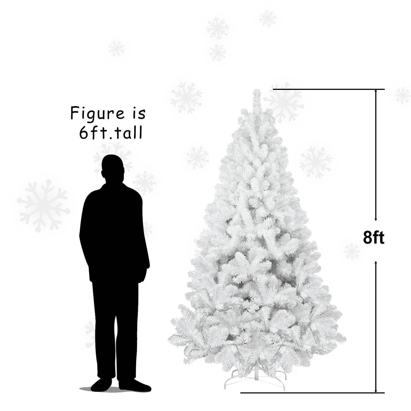 4ft White Christmas Tree with Memory Wire, 328 Tips Hinged Artificial PVC Tree, Easy Assembly Holiday Xmas Tree for Indoor Decor (Ornaments Not Included)