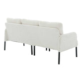 White sofa with black legs on a white background
