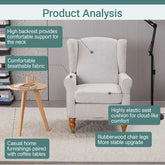 Gray armchair with features highlighted in a home setting