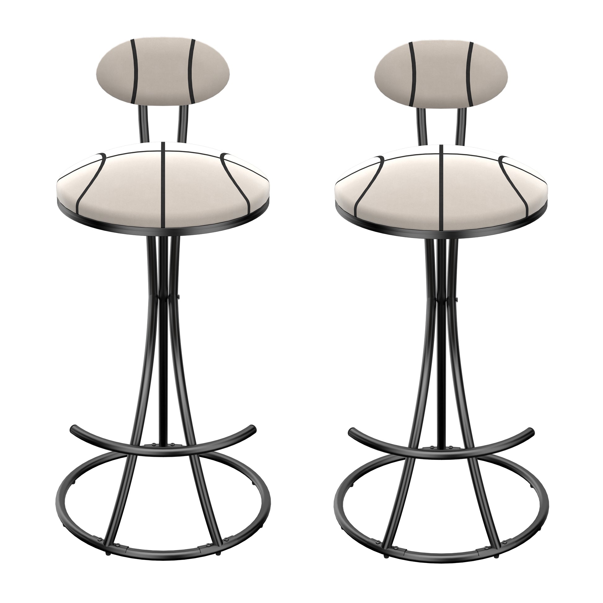Upholstered Bar Stools Set of 2 Striped Counter Height Barstools Modern Velvet Dining Chairs for Kitchen Island, Living Room (Black & Stripe)