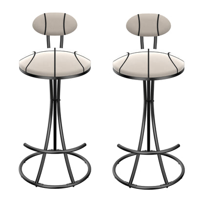 Upholstered Bar Stools Set of 2 Striped Counter Height Barstools Modern Velvet Dining Chairs for Kitchen Island, Living Room (Black & Stripe)