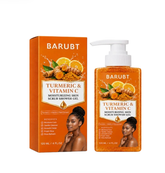 BARUBT Turmeric & Vitamin C shower gel packaging with a woman&