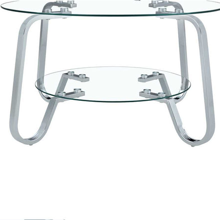Lower shelf and leg structure of the Vintage Metal Frame Coffee Table - Glass Top | 31.5 Inches with modern design.