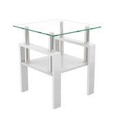 MLNshops white glass end table with shelf - Tempered