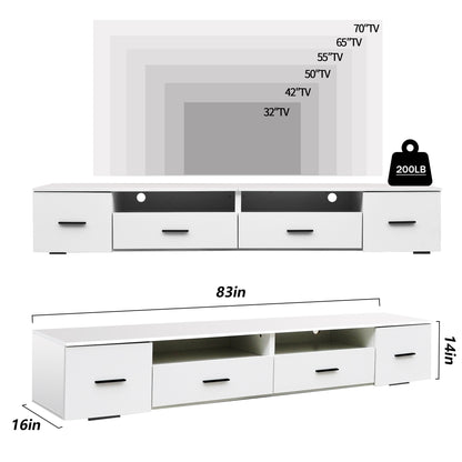 White TV Stand for Living Room, Modern Entertainment Center Stand for TV