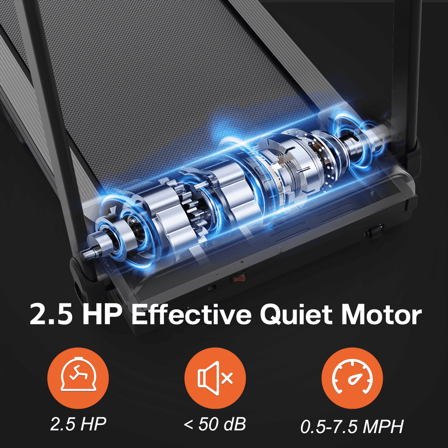 Foldable treadmill with 2.5HP quiet motor for home gym