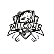 Fishing-inspired metal wall decor with welcome sign