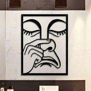 Large Funny Nose Picking Expression Wall Art displayed in contemporary room, unique iron design for bold decor statement.