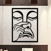 Large Funny Nose Picking Expression Wall Art displayed in contemporary room, unique iron design for bold decor statement.