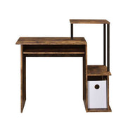 Weathered Oak and Black Computer Desk with Storage and Keyboard Tray