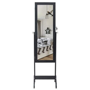 Non Full Mirror Wooden Floor Standing 4-Layer Shelf Jewelry Storage Adjustable Mirror Cabinet *Black