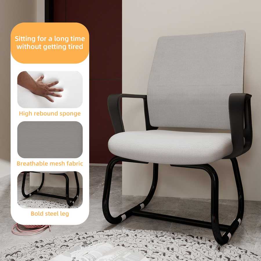 Gray office chair with black frame in a minimalistic room.