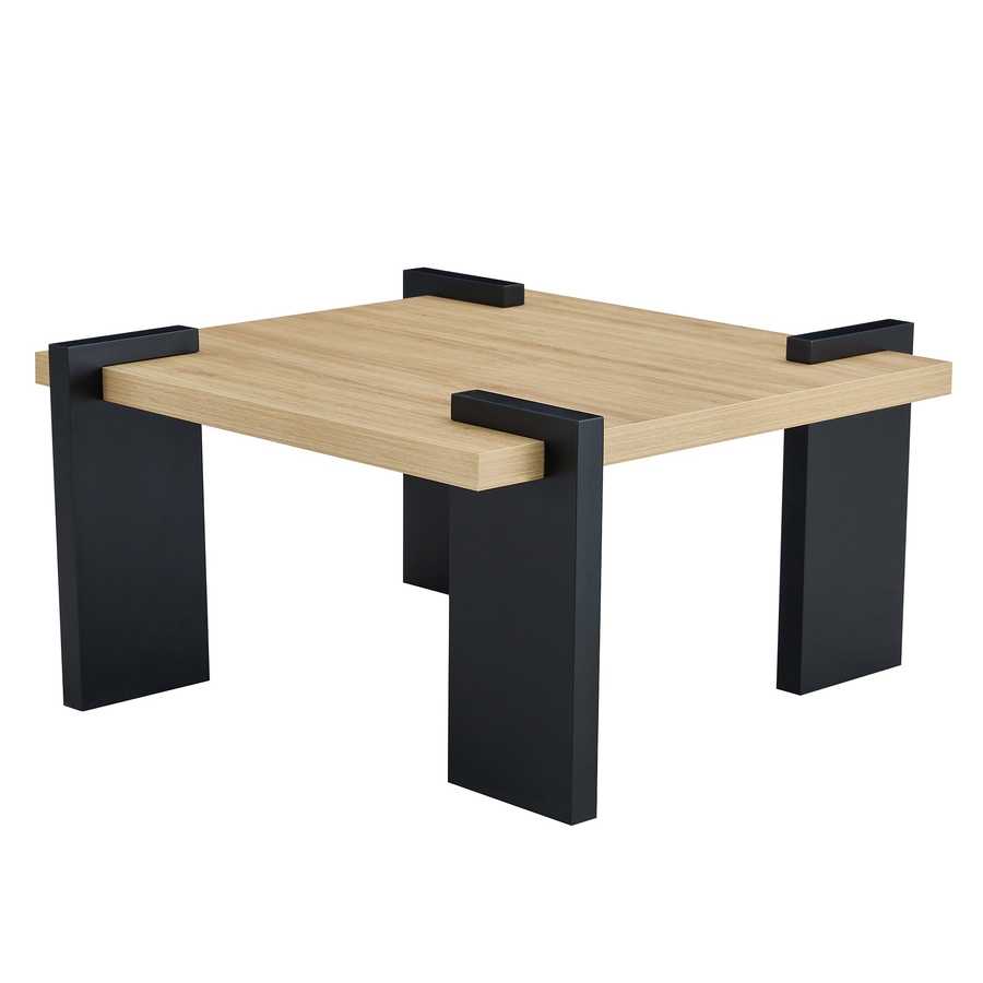 MDF Coffee Table Modern - Minimalist Design with black legs and wood grain top, ideal for contemporary living rooms or office lounges.