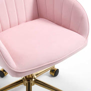 Pink office chair with gold base on a white background