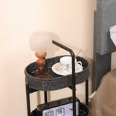 Modern 3-Tier Handwoven Side Table with Oval Organizer