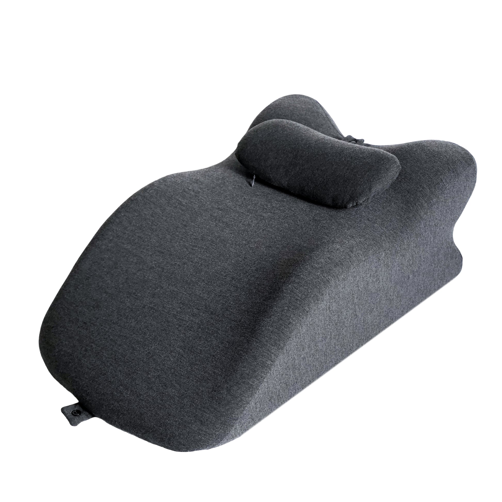 Ergonomic Memory Foam Bed Pillow - Spinal Support Pillow in dark gray with contoured shape for back and lumbar support, ideal for bed use.