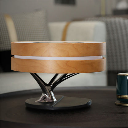 Round Intelligent Music Bluetooth Speaker Bed Lamp WiFi Circle Tree Of Led Light Wireless Charging For Living Room