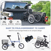 Folding Tricycle for Adults, 14 Inch 3 Wheel Bikes for Adult