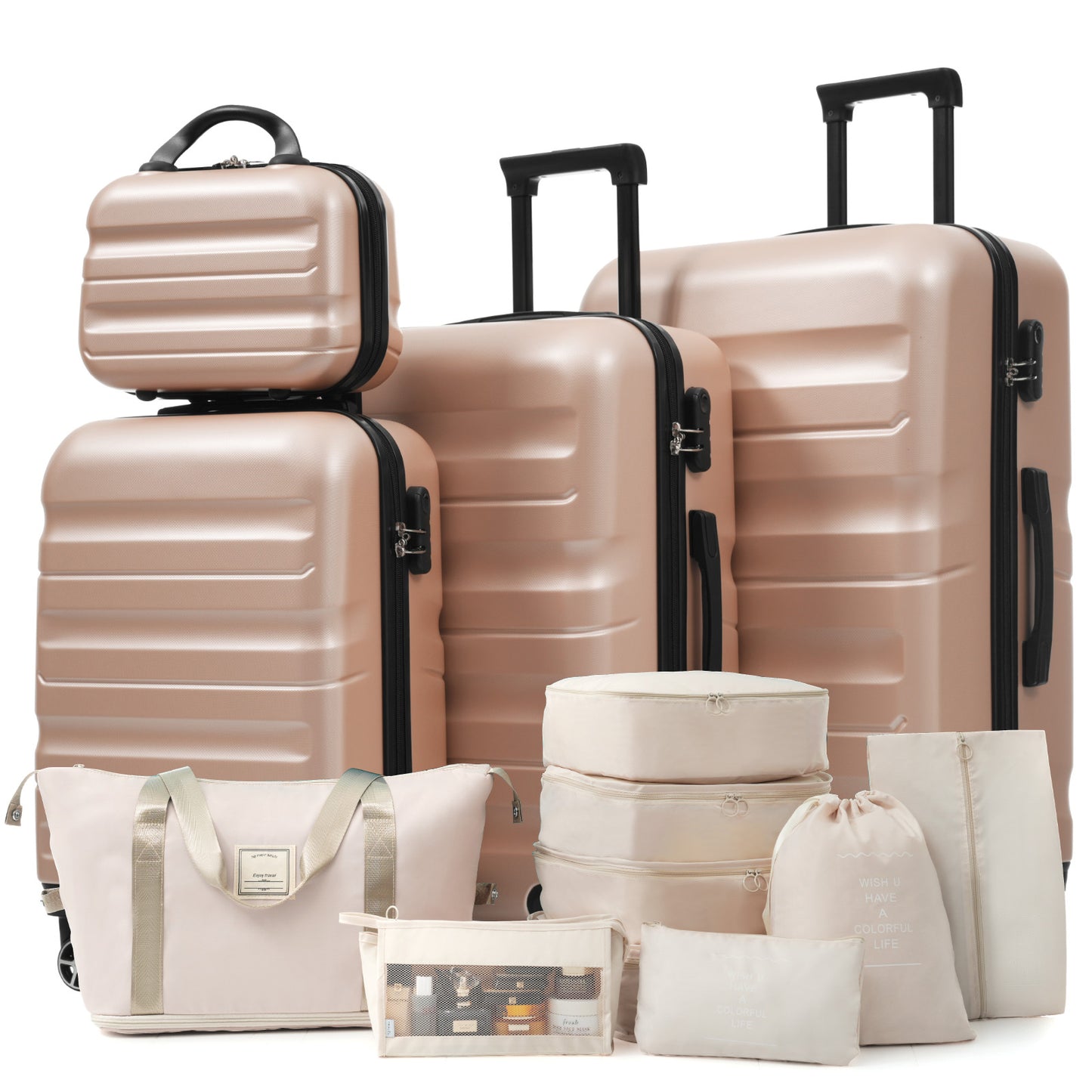 Hardshell ABS Luggage Set - Lightweight & Durable Suitcases with Dual Spinner Wheels, Carry-On & Check-In Sizes for Travel & Business Default